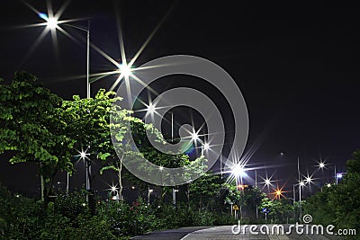 The energy-saving streetlights made by LED Stock Photo